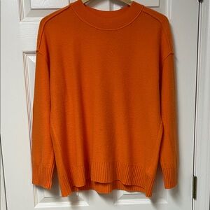 Anthropologie Vibrant Orange 100% cashmere Crew Neck Sweater